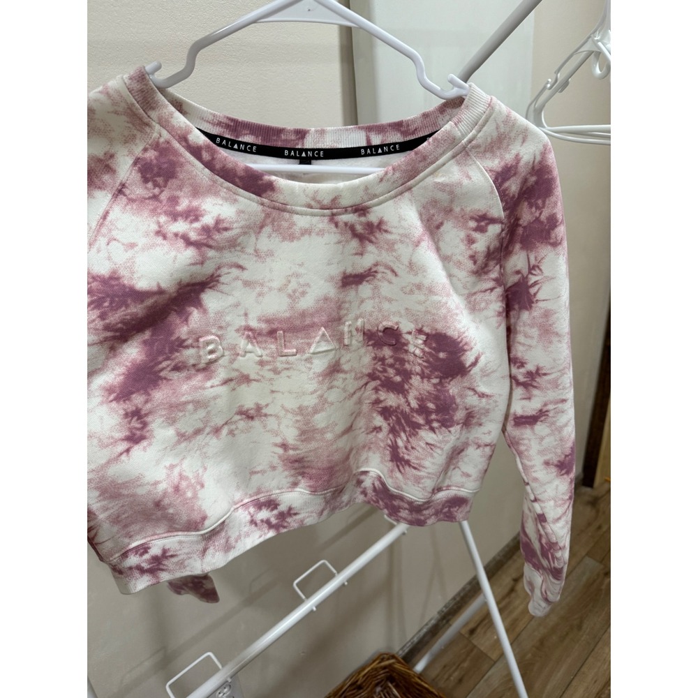 Balance Tie Dye Cropped Sweatshirt Women's Medium Crewneck Fleece Athleisure